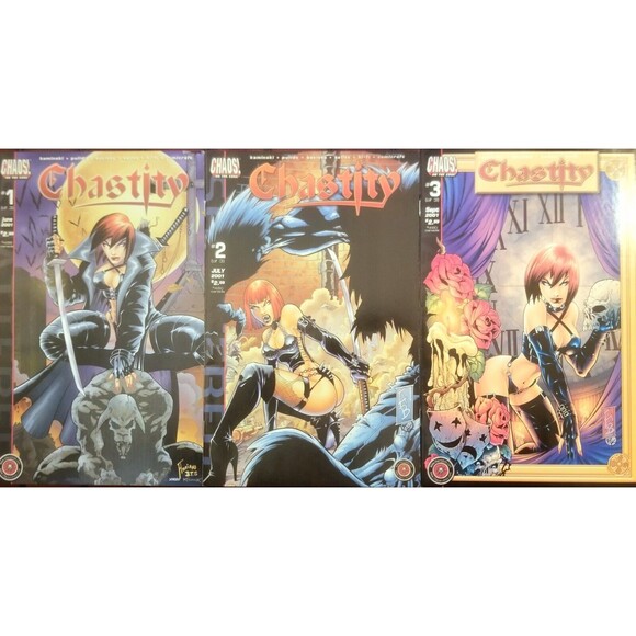 Chaos Comics Chastity: Shattered #1-3 1st Printing 2001 Brian Pulido High Grade - Picture 1 of 3